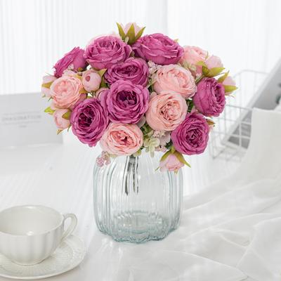 Artificial Flowers Silk Peony Rose Room Home Vases Festival Wreath Wedding Fake Bouquet Decora Accessory Diy Colorful Gifts Box