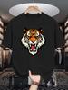 Roaring Tiger Head Print Unisexs Crew Neck T Shirt Wild Beast Cartoon Graphic Short Sleeve Casual Cotton Outdoor Street Tees