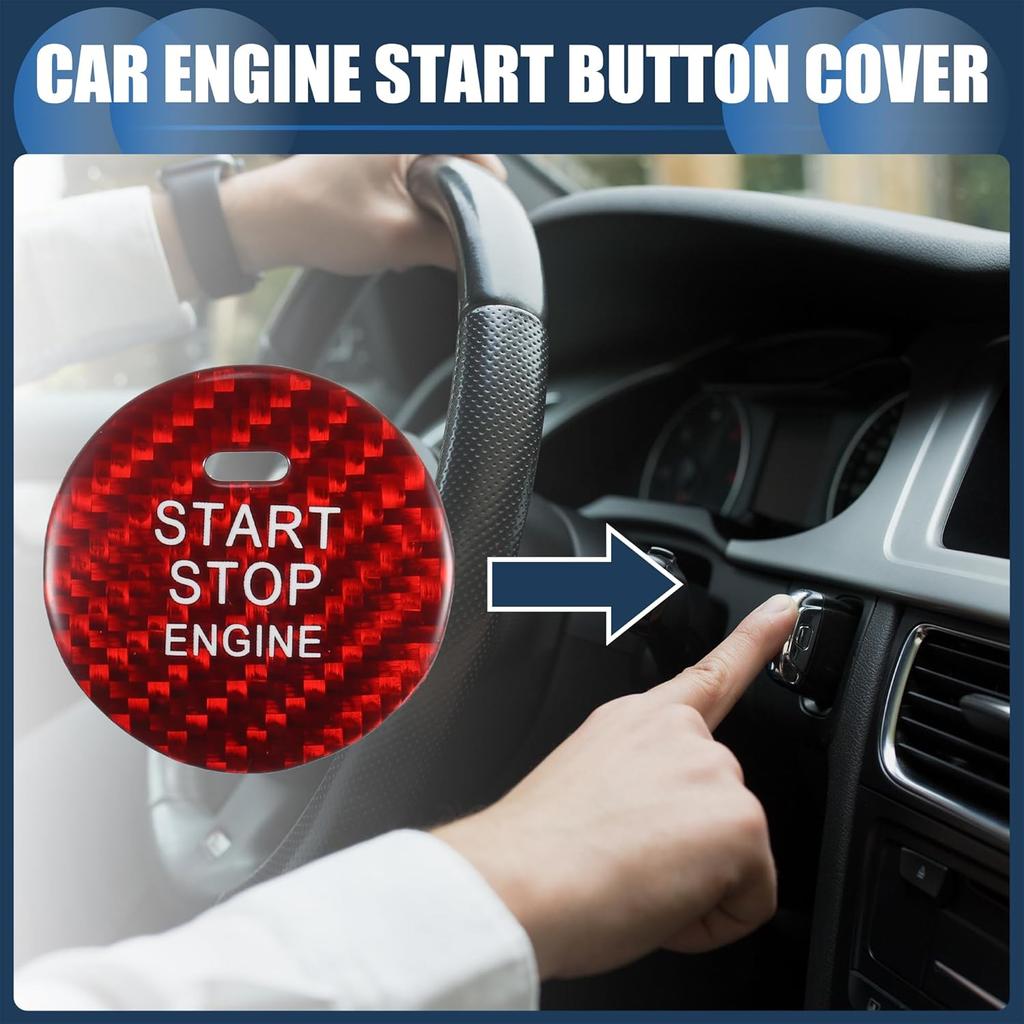 Engine Start Stop Button Cover,Front Ignition Starter Switch Sticker for Mazda 3 Red, 1 Pc