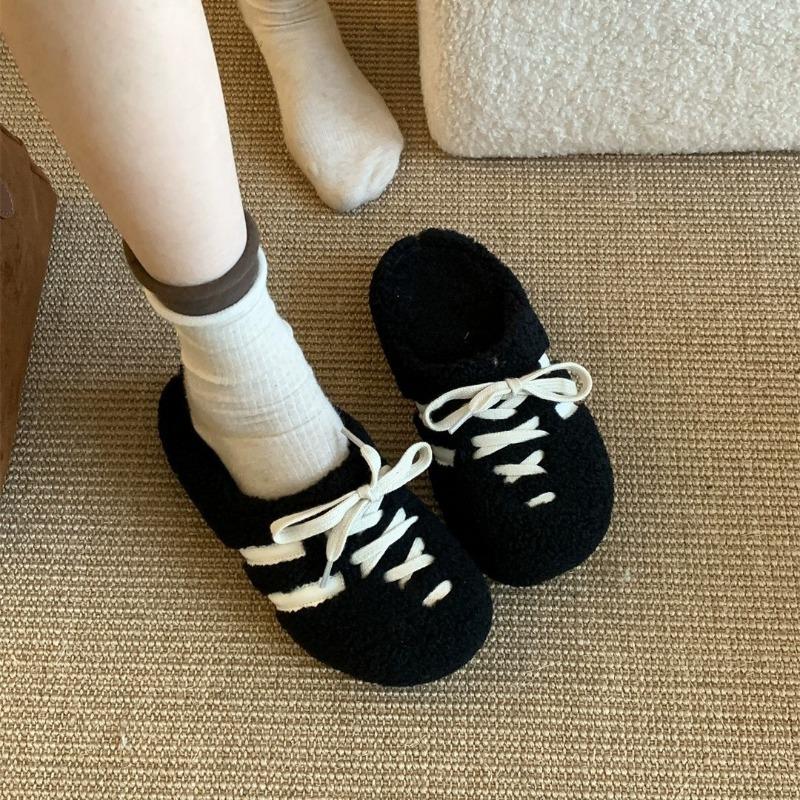 

Retro red thick-bottomed plush slippers women s new winter comfortable and versatile with skirt bag head cotton mop 40 чёрный