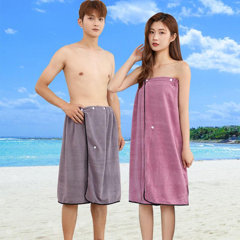 Bath towel couple style one pair of 2pcs men and women can wear or wrap bath skirt home absorbent no lint plus size bathrobe