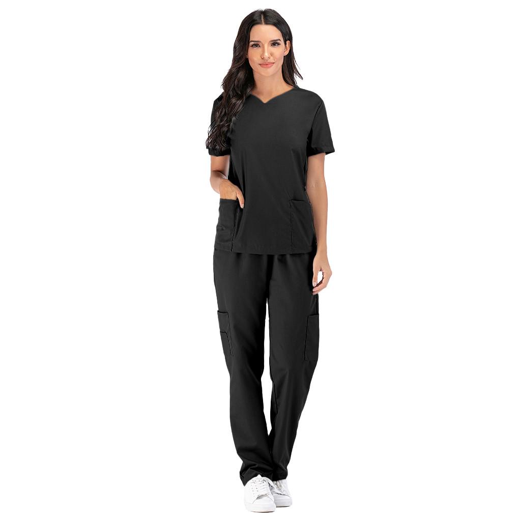 Women Short Sleeve V-neck Topss+Pants 