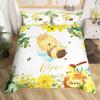 Kids Pink Rose Rabbit King Queen Duvet Cover Cartoon Animal Comforter Cover Rose Moon Floral Bedding Set Polyester Quilt Cover