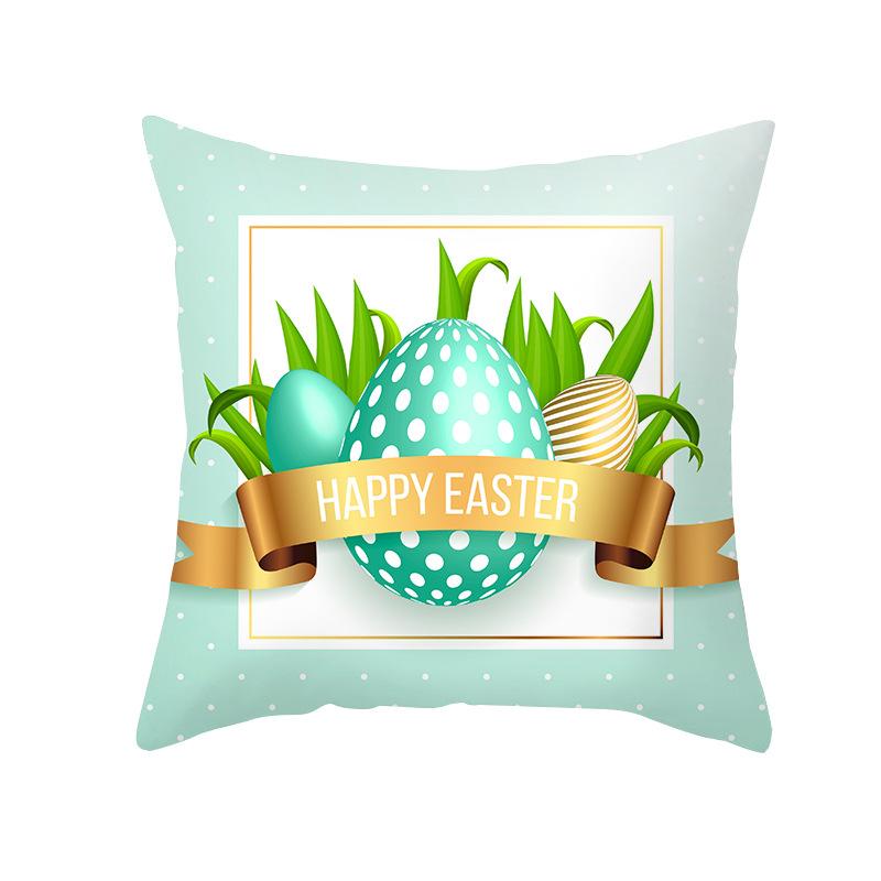 Colorful Easter Pillowcase Rabbit Egg Print Series Peach Skin Home Pillowcase Sofa Cushion