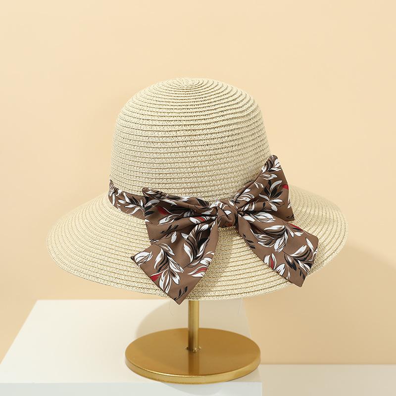 new Women Summer Big Floppy Hat Wheat Straw Hat with Black White Ribbon Lace Tie Wide Brim Sun Hat UV Protection Beach Cap