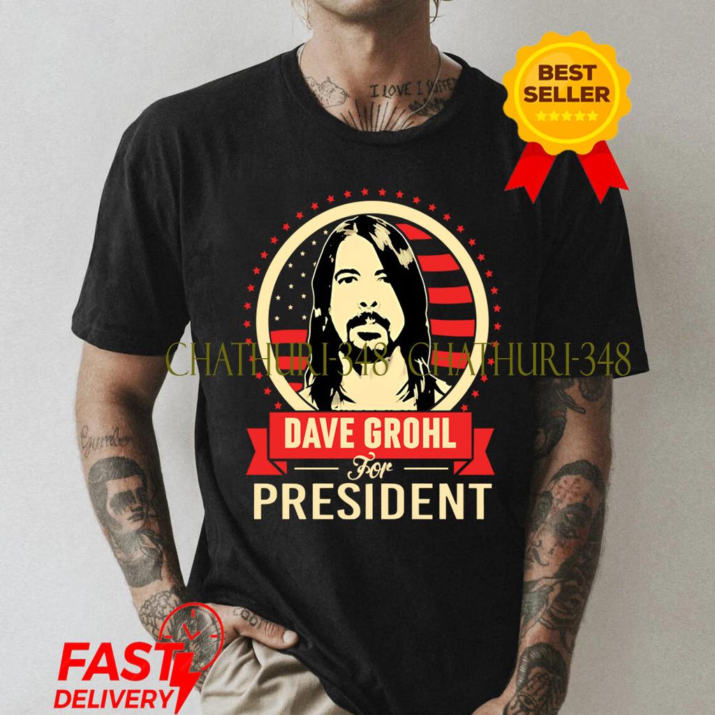 Boy's Casual Cotton Crew Neck T-shirt Dave Grohl for president black T-shirt Cotton All sizes S-5XL