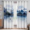 Chinesische Landschaftsmalerei 3D-Druck Vorhänge Tuschemalerei Berge und Wolken Pflaumenblüte Pfirsichblüte Klassische Vorhänge