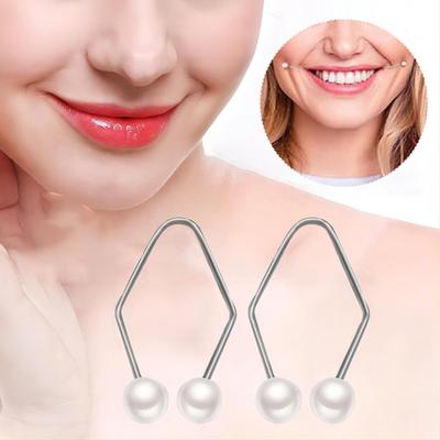2 Çift Paslanmaz Çelik Gamze Eğitmen Yüz Gülümseme Doğal Anti-pas Gamze Yapımcıları Unisex Aksesuarları