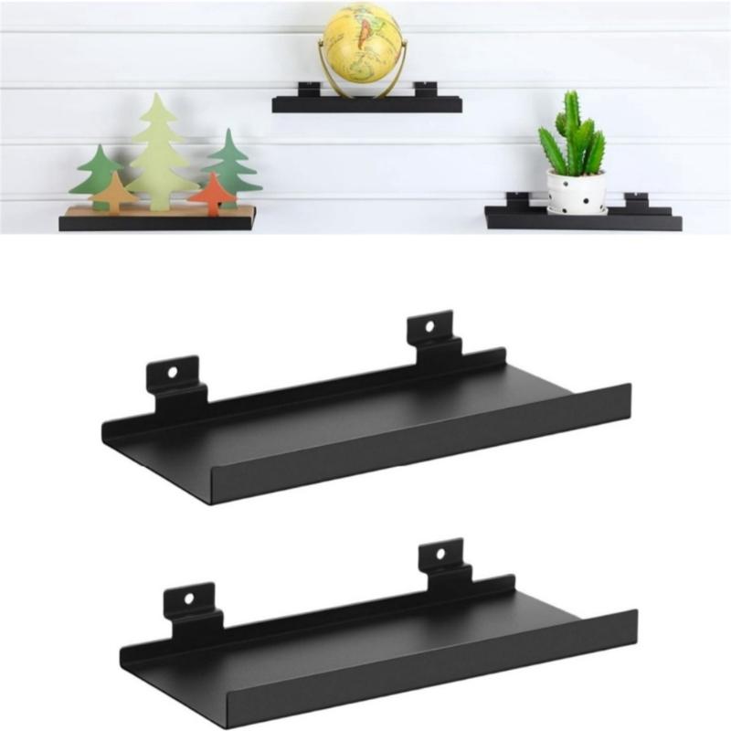 Sturdy Metal Slats Wall Shelves Portable Slats Wall Mounted Rack Shelves For Art Display And Office Organization