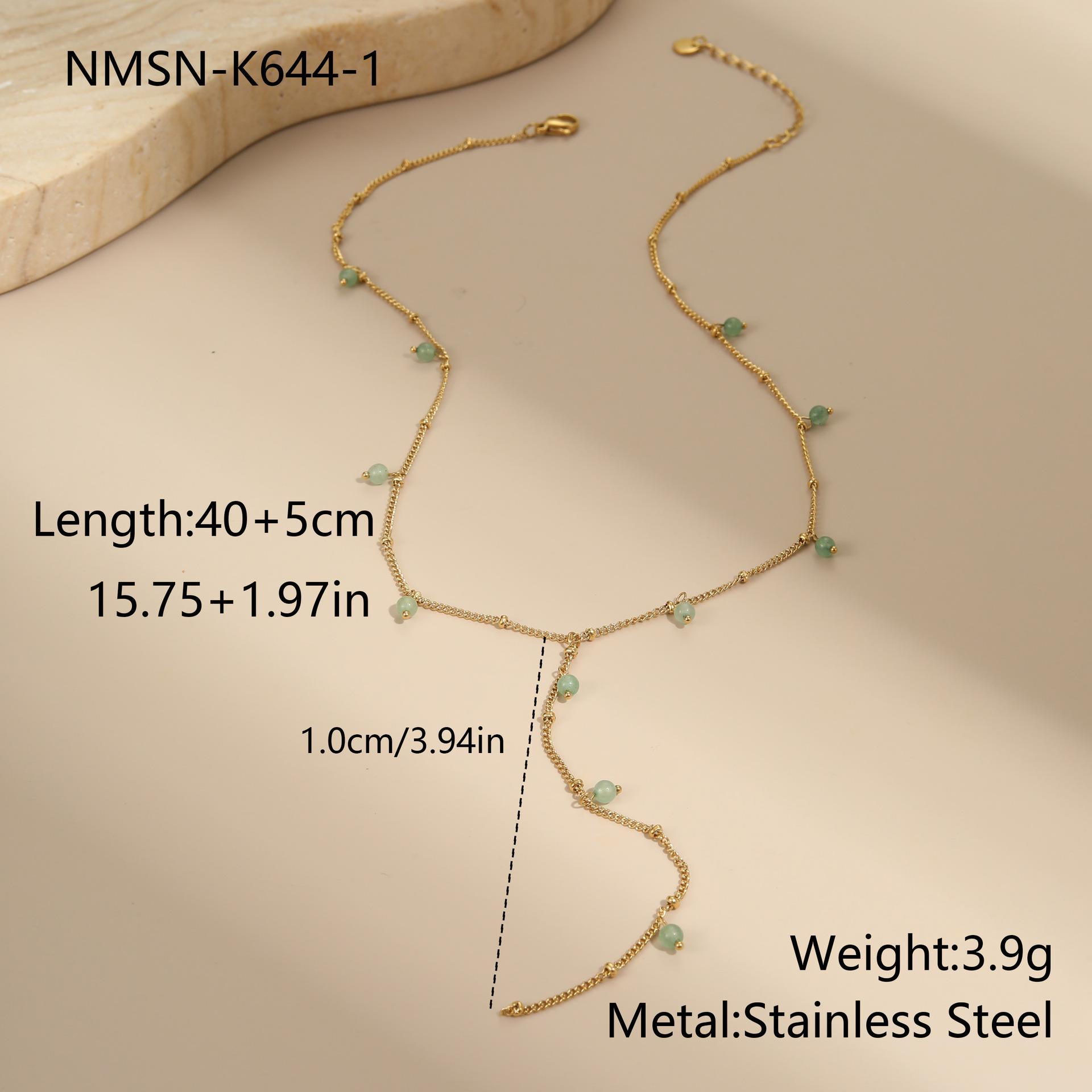 GEMCHIC Women s Elegant Natural Amazonite Stone Necklace Gold Plated Stainless Steel Y-Chain Pendant Jewelry for Party Daily Wear