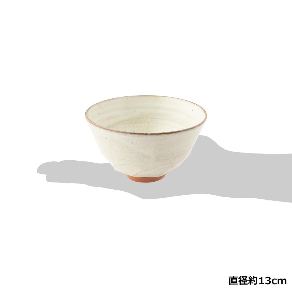 Marui Seito Shigaraki Ware Hechimon Rice Bowl, Diameter 13cm, White Glaze, White, MR-3-4551