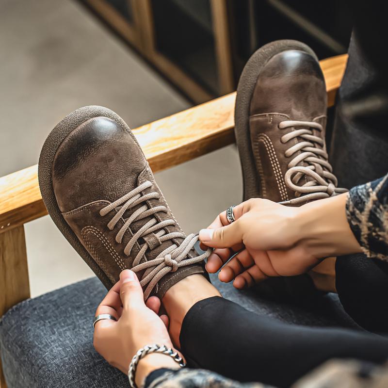 Men's Retro Genuine Leather Casual Shoes, Stylish Lace-Up, Ultra-Durable Outsole, Must-Have for Trendsetters Street & Daily Vibe