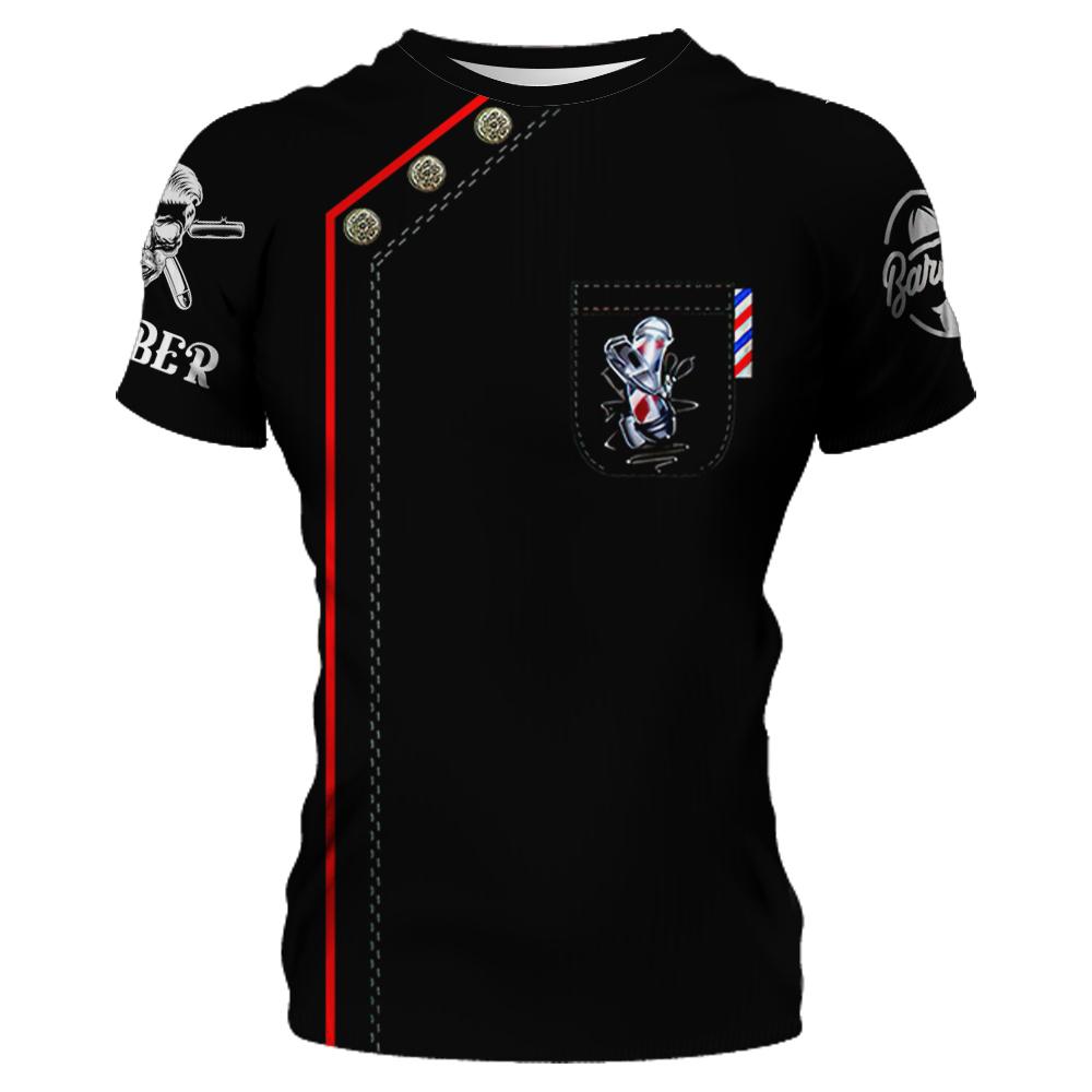 Men Shirt 3D Barber Custom Clothing O Neck Oversized Casual Short Sleeve Top Cool Punk Streetwear for Male Tees Summer T-Shirt