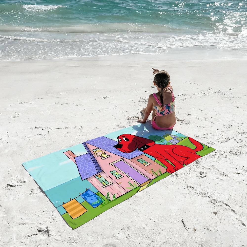 Cartoon Clifford the Big Red Dog Towel Shower Sauna Travel Spa Quick Dry Gym Accessories Soft Large Beach Towels