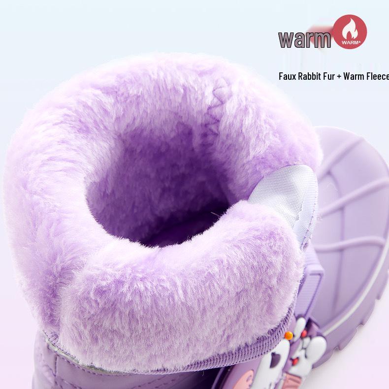 Kuromi Mädchen Wasserdichte Schneestiefel - Rutschfest, Verdickt, Warm, Cartoon-Design, Outdoor-Kinder-Skistiefel.
