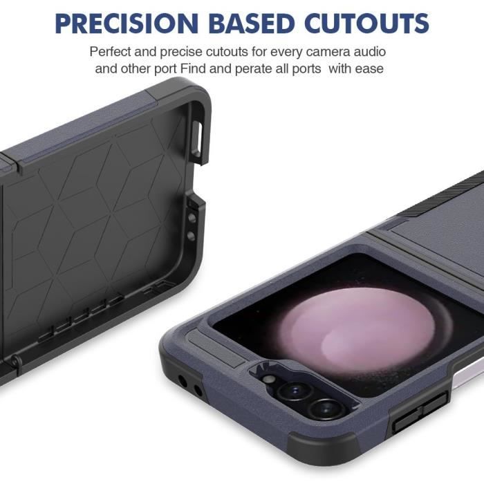 Coque pour Samsung Galaxy Z Flip 6 - Protection Robust Complète 360° Anti-rayures Antichoc - Bleu Marine