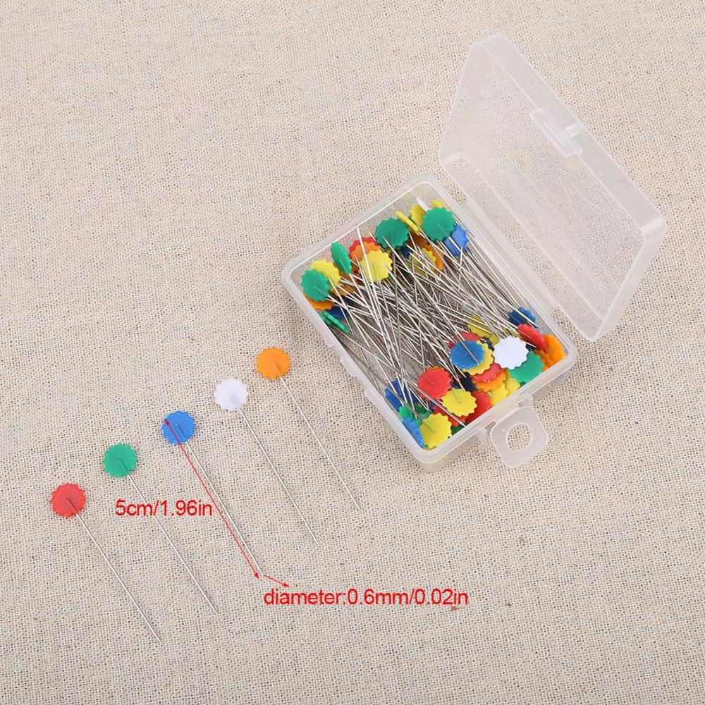 300PCS Colored Head Flower Button Head Pins Flat Button Flower Shaped Flat Head Straight Pins Storage Box Butterfly Shaped