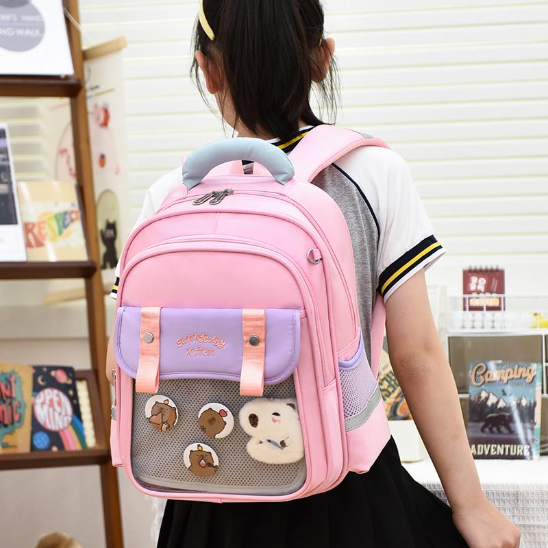Schoolbag for Primary School Students Grade 1-3 Burden Reduction Spine Protection Backpack Cartoon Backpack for Boys and Girls