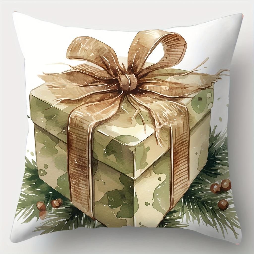 Christmas Decorative Pillows With Gift Bell Deer Pattern Polyester pillowcase, sofa decorative cushion cov Headboard Pillow