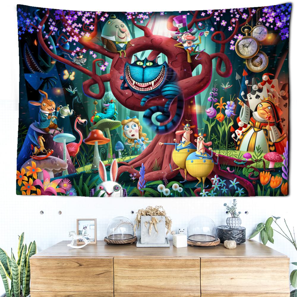 Cartoon Animal Forest Tapestry Wall Hanging Bohemian Kawaii Hippie Minimalist Aesthetic Room Home Decor