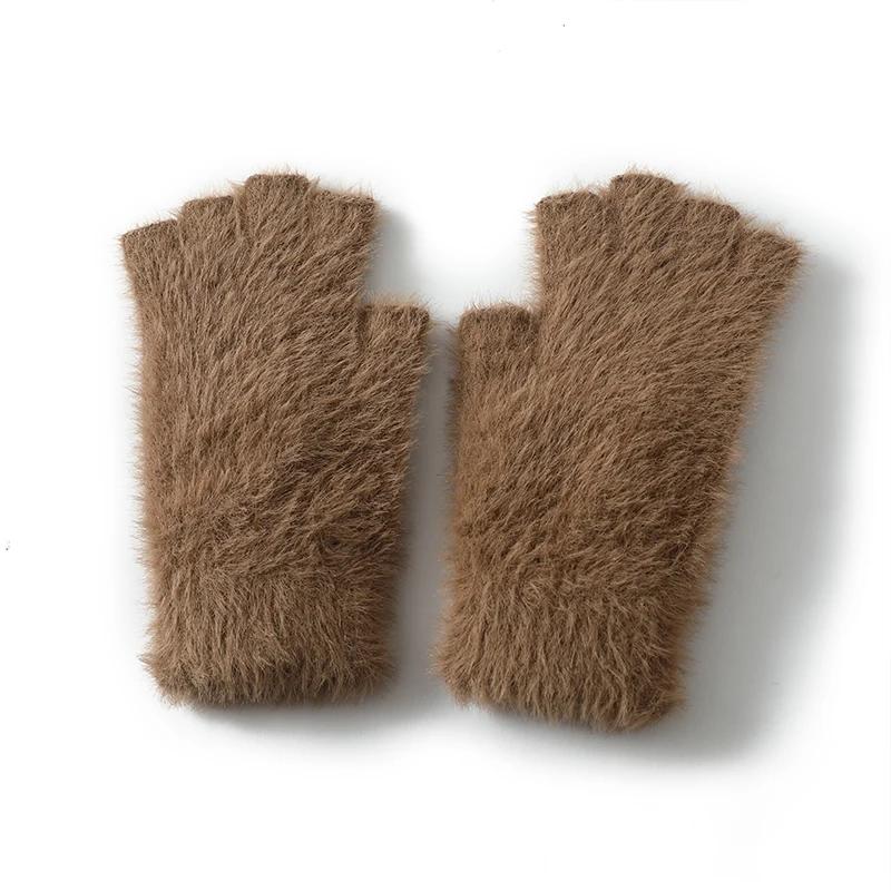 

Women s Mink Fur Fingerless Gloves Soft Warm Touchscreen Compatible Winter Handwear Stylish Cozy Mobile Accessory кавовий