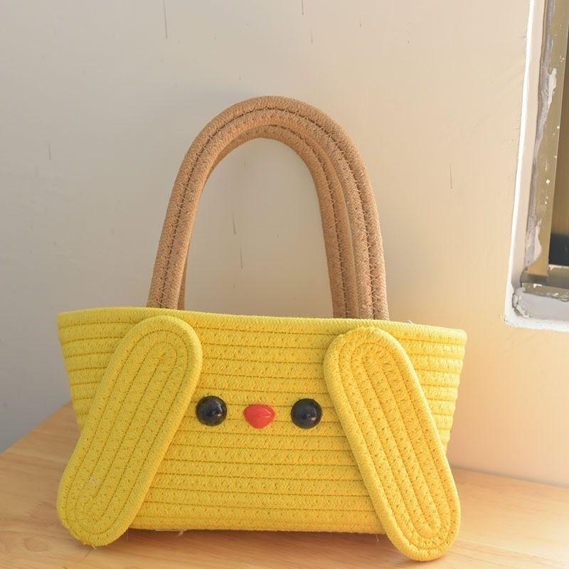 Adorable Cotton Yarn Woven Cartoon Bag For Women And Kids Perfect For Snacks And Toys Storage
