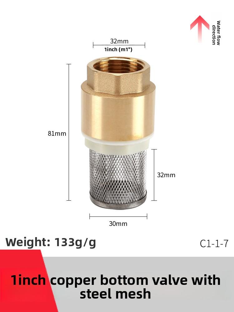 Copper Faucet Check Valve Self-priming Pump Inlet with Filter Anti Backflow Spring One-way Valves Insert Hose