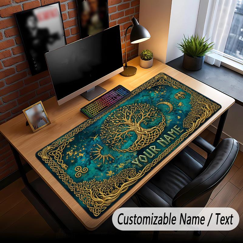 Tree of Life Theme Custom Mouse Pad Personalized With Name Text Customized Desk Mat For Office Home Decor