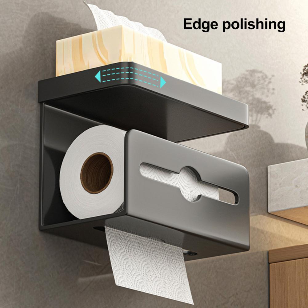 Bathroom Storage Organizer Modern Bathroom Organizer Wall-mounted Toilet Paper Holder with Strong Load-bearing for Tissue
