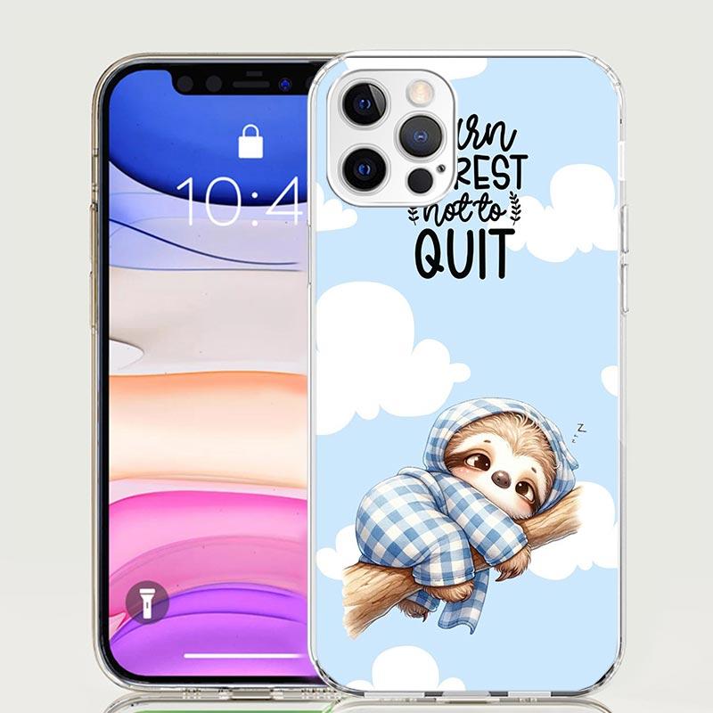 

Animal Cute Cartoon Sloth Coffee Phone Case for Apple iPhone 17 Air 16 15 Plus 14 + 13 Mini 12 11 Pro Max 7 8 SE 16Max Soft Shel iPhone 12 (12 Pro)