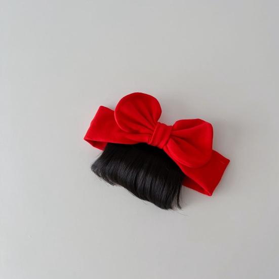 Baby Wig Headband with Bow Design Realistic Simulated Hair Material Secure Elastic Strap Baby Costume Hairband