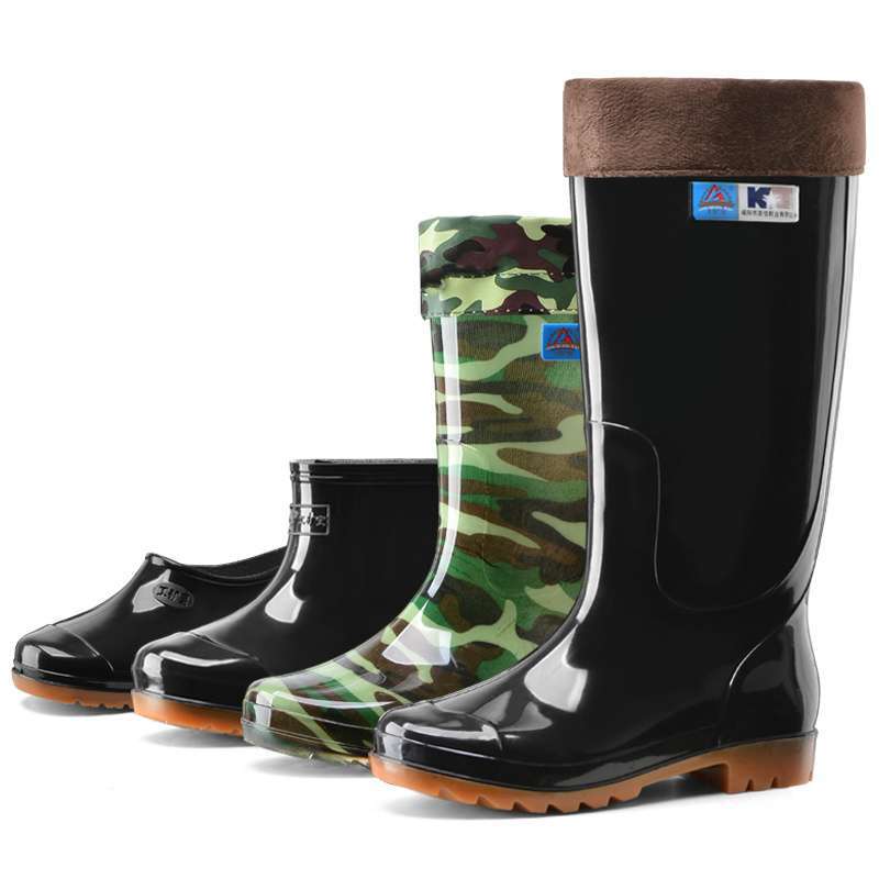 Labor insurance men's high tube water shoes thick-soled wear-resistant medium tube rain boots waterproof and non-slip low tube rain shoes water shoe