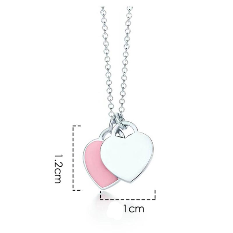 Collana con ciondolo doppio cuore amore romantico Collana con ciondolo rosso verde rosa
