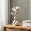 Nordic Style Flowers 3D Printed Artificial Flower Ornaments, Matte White Rose Figurine with Realistic Open Petals, Modern Ornament Minimalist