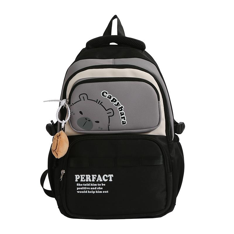 

Рюкзак большой вместимости в стиле колледжа, рюкзак с цветовым контрастом, школьный рюкзак большой вместимости для учеников средней школы чёрный