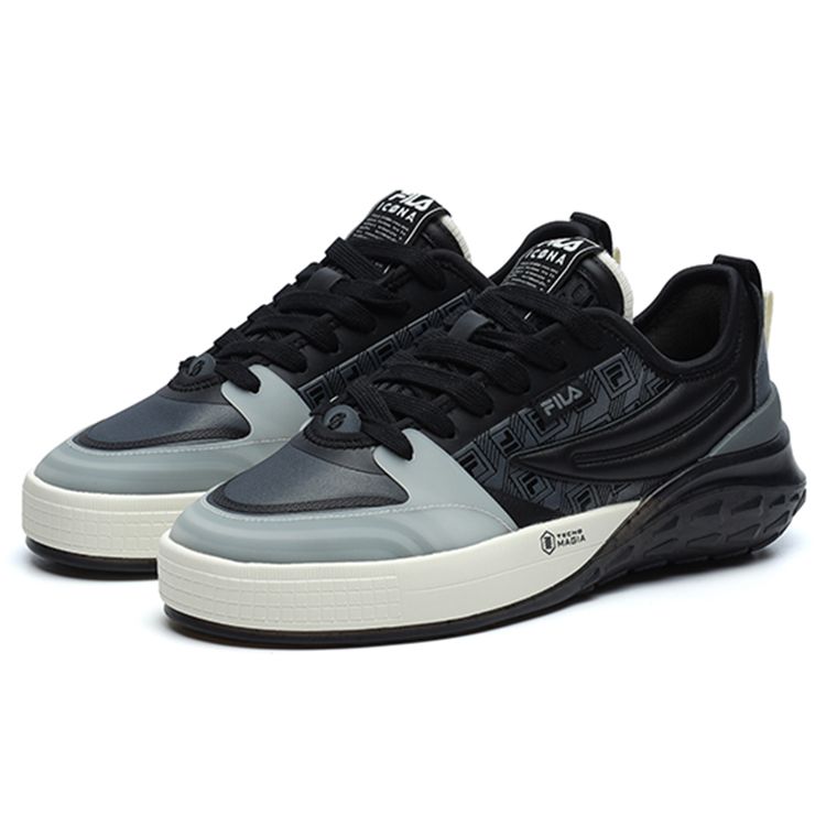 Fila Mixa Fabric Synthetic Leather Trendy Retro Casual Low-Top Sneakers Men Sneakers Gray Black F12M223101FTA