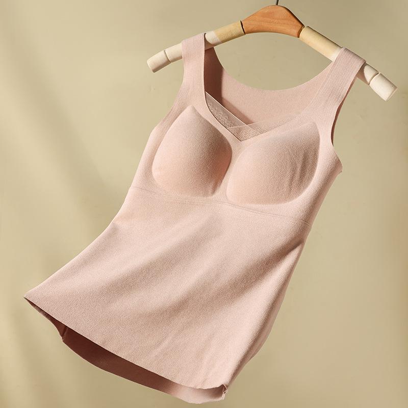 Women's Seamless Thermal Mesh Vest with Built-in Bra