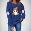 Women's fashionable and casual Halloween print pullover hoodie