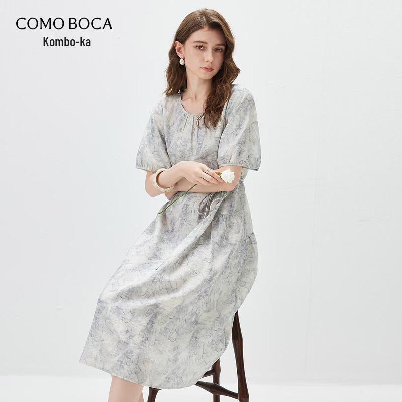 Women s Silk Blend Ink-Print Midi Dress M