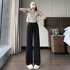 Korean Women's Retro High-Waisted White Summer Drape Pants - Straight Leg and Versatile