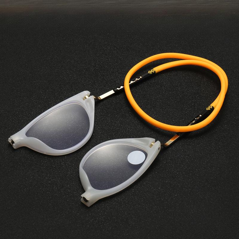 Men Women Anti Blue Light Cat Eye Hanging Neck Reading Glasses Silicone Soft Rope Anti-lost Scalable Portable Reading Eyeglasses