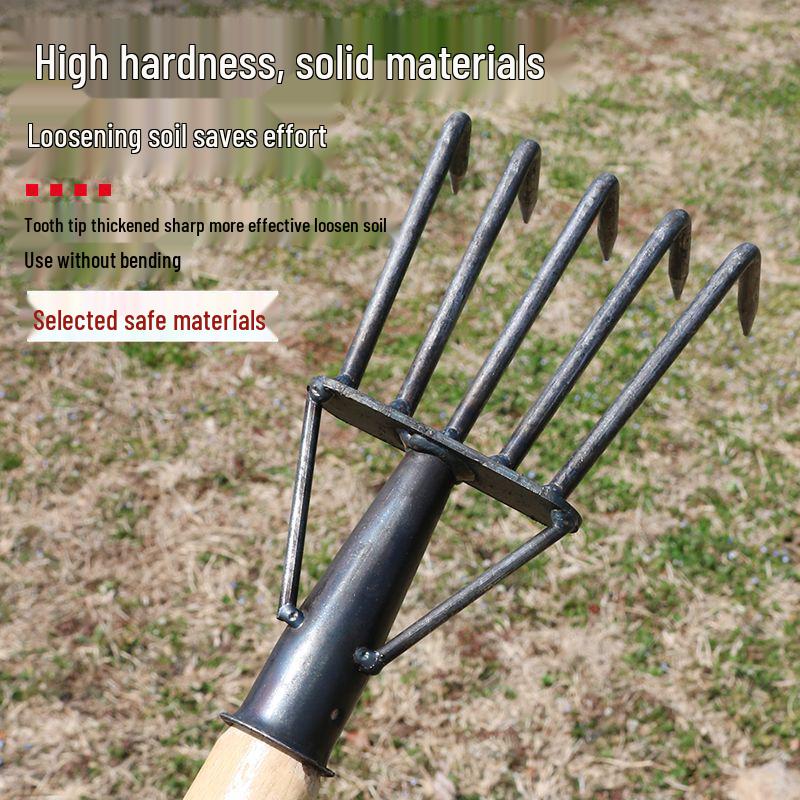 Five-Tooth All-Steel Rake for Beach, Clam Digging, and Gathering Seafood