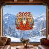 PVC Decorative Film 2027 Year Sheep Window Decal, Russian Happy New Static Sticker, Zodiac Flexible Shape Wall Decals Goat Glass Door Decor, Reusable