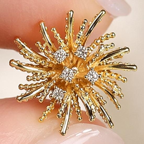1 Pair Dandelion Shape Stud Earrings for Women, Tiny Flower Rhinestone Earrings, Minimalist Jewelry Gifts