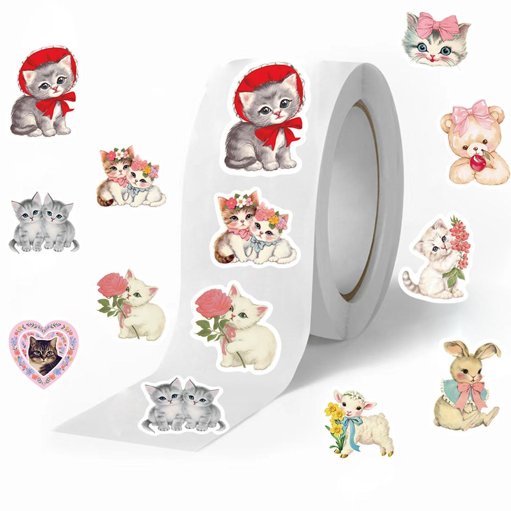 100-500pcs Cartoon Animal Cat Sticker Graffiti Stickers For Bicycle Hand Account Pencil Case Gift Decals Stationery Stickers