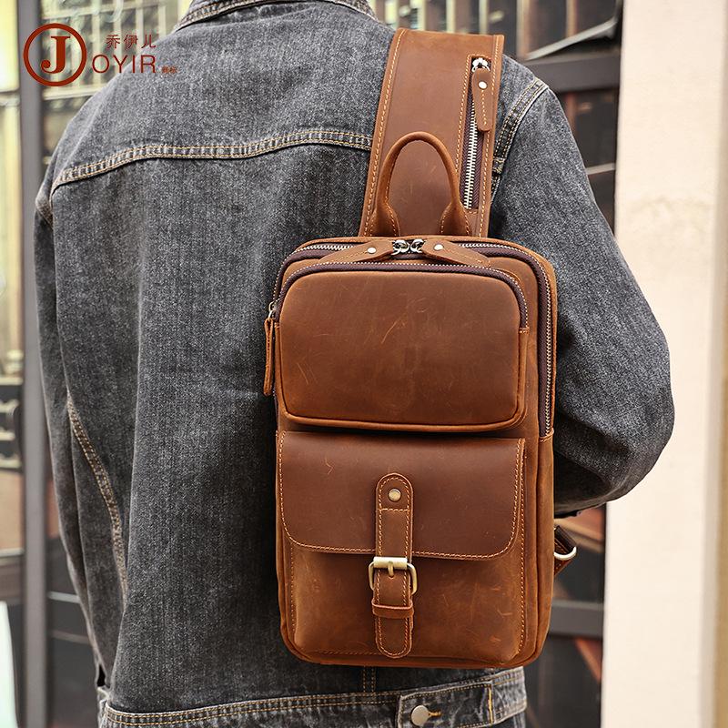 Men's Retro Genuine Leather Crossbody Chest Bag