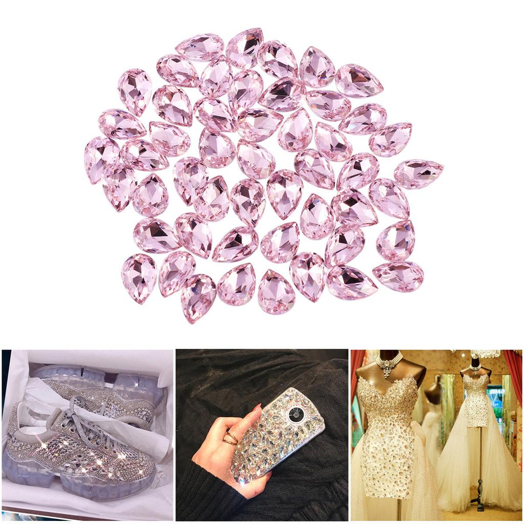 50Pcs Waterdrop Drill Decorative Resin Rhinestone Sparkling Ab Shine Teardrop Crystal Flatback DIY Craft Wedding Shoes Phone
