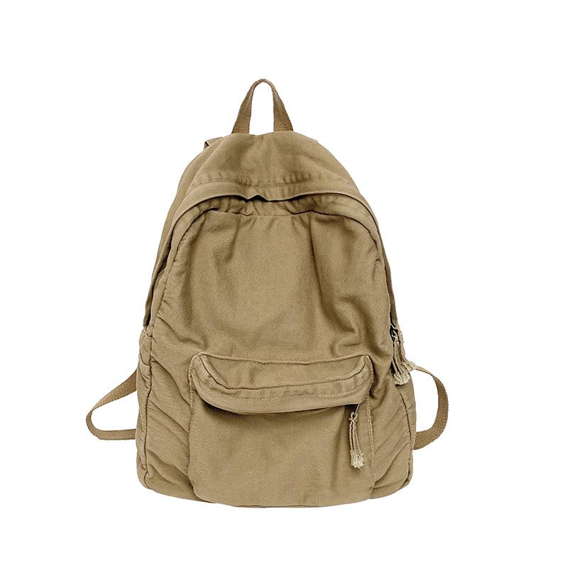 

Retro Floral Rope-Handle Washed Canvas Backpack - Japanese & Korean Style, Versatile, Simple, Fashionable, Shoulder Bag One Size хакі