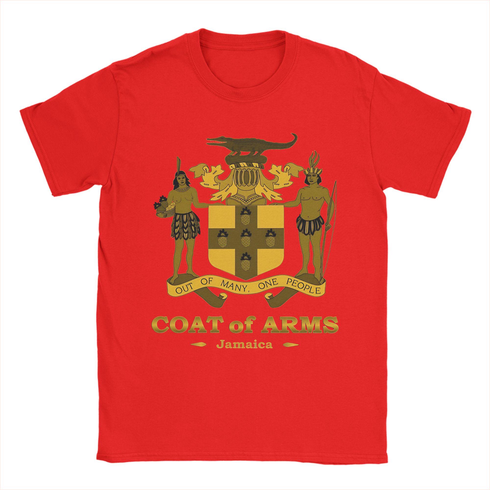 Jamaica Coat Of Arms Gold TShirt  Harajuku TShirts Short Sleeve Streetwear Tshirt Summer Cotton Oversize Tees M