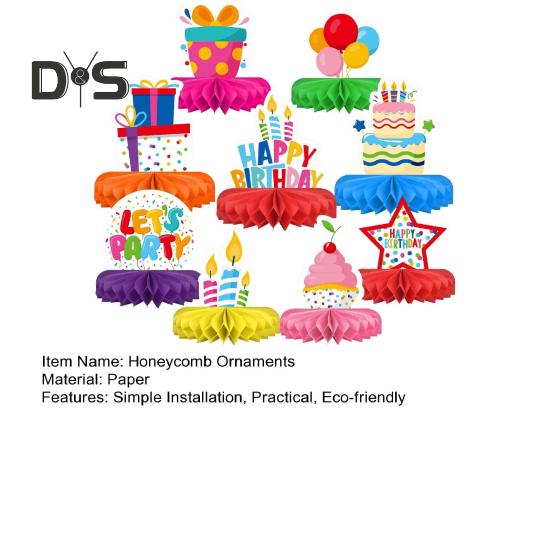 9Pcs DIY Honeycomb Ornaments Holiday Decorations Vibrant Color Easy To Install Colorful Paper Honeycombs Party Supplies